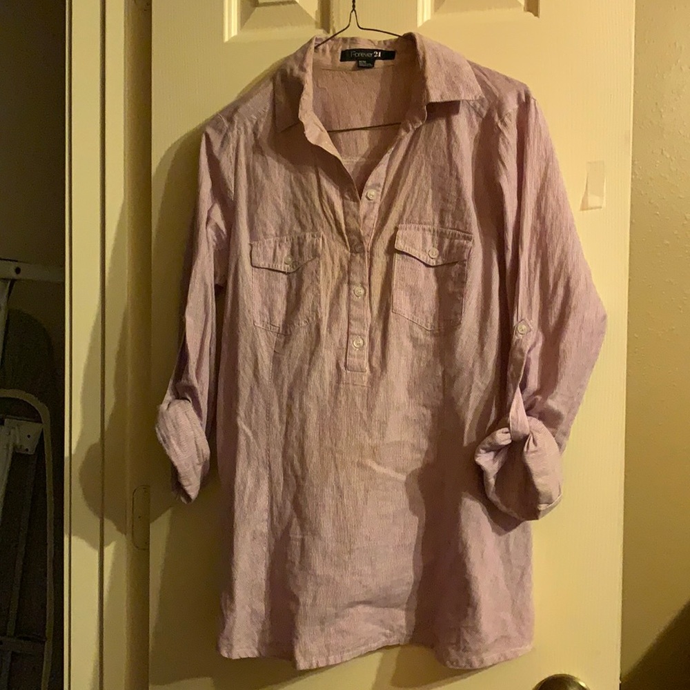 Striped button down blouse